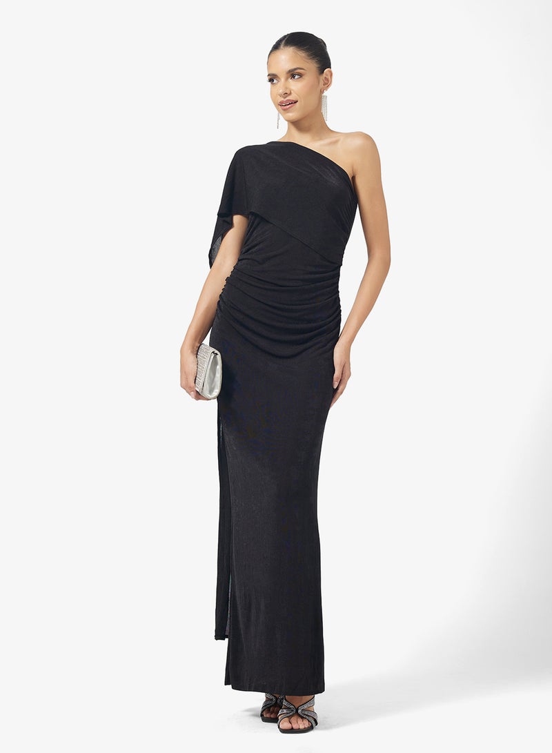 جينجر فستان باندو بقصة  لاين مع تفاصيل وشاح - Image 1