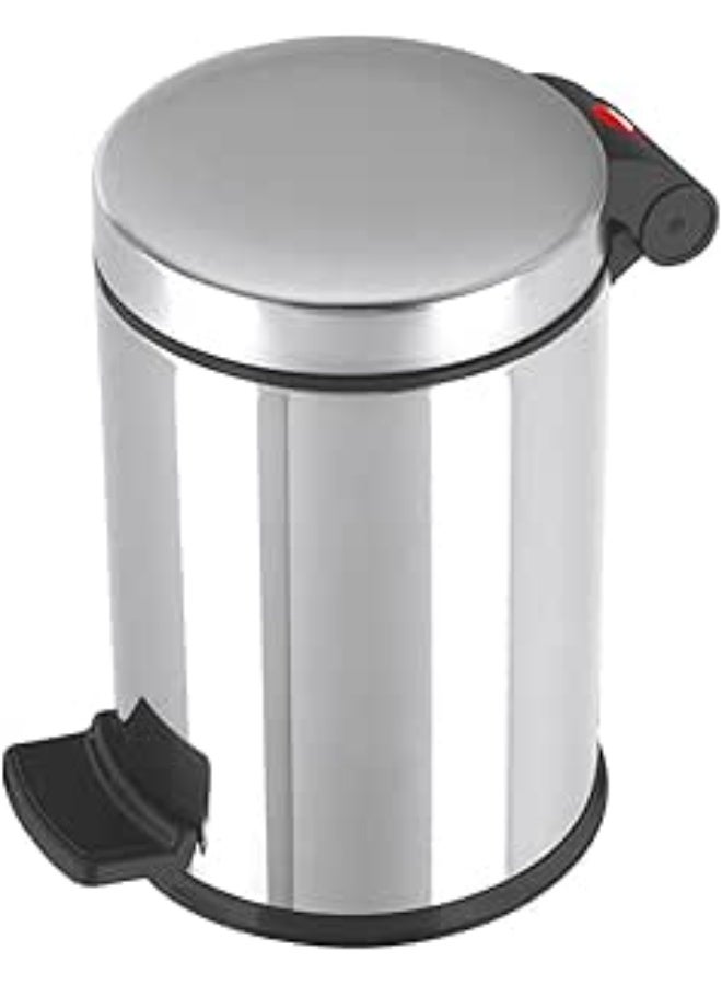 Hailo Trento Pedal Bin, 4 Liters, Compact Waste Bin with Lid, Foot Pedal Dustbin for Kitchen, Bathroom, Bedroom, Office, Stainless Steel, Made in Germany - HLO-0704-060 - Image 1