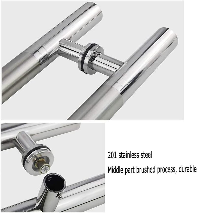 Door Handle Door Handlesets Heavy-Duty 201 Stainless Steel Commercial Push-Pull Door Handle/Glass Door Handle/Wooden Door Handle/Barn Door Handle/Bathroom Shower Door Handle,8 Sizes - Image 4
