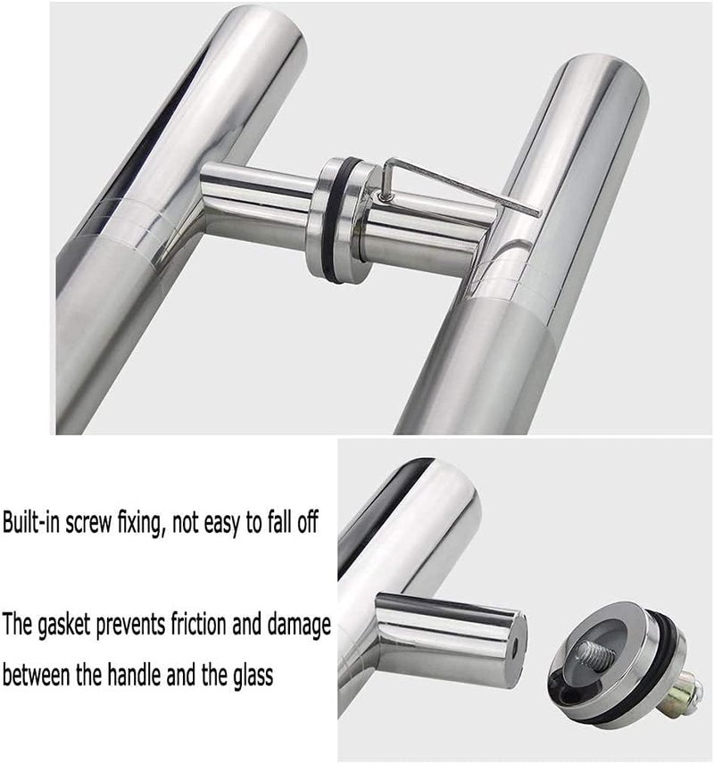 Door Handle Door Handlesets Heavy-Duty 201 Stainless Steel Commercial Push-Pull Door Handle/Glass Door Handle/Wooden Door Handle/Barn Door Handle/Bathroom Shower Door Handle,8 Sizes - Image 5