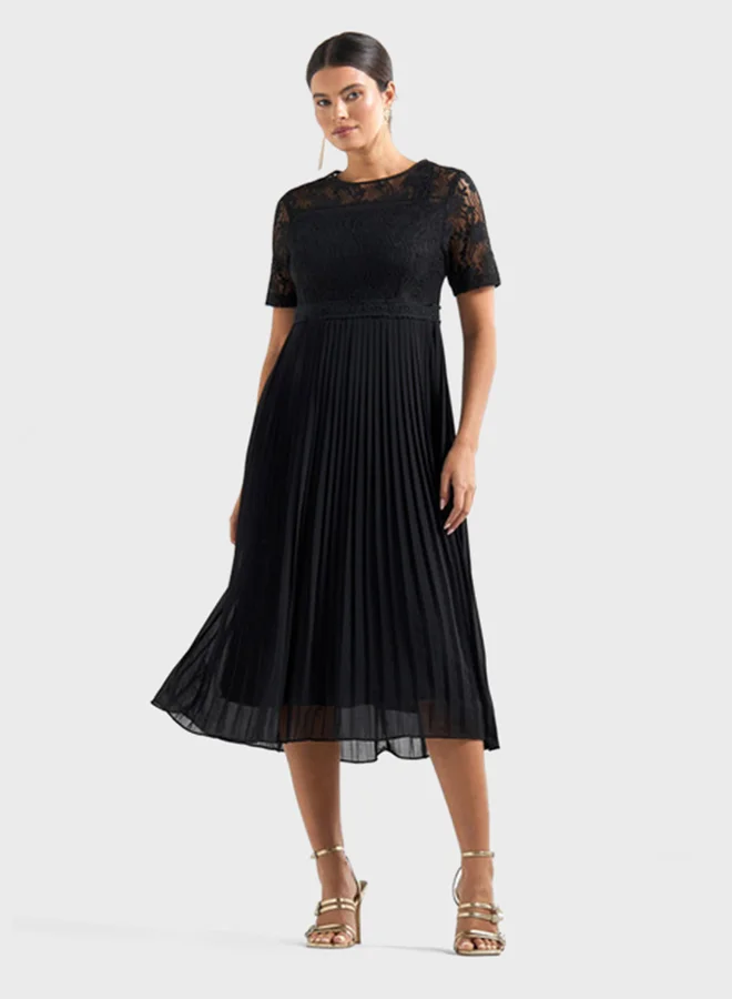 FAV Lace Bodice Pleated Dress