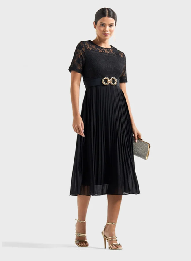 FAV Lace Bodice Pleated Dress