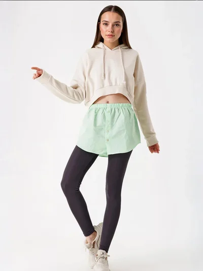 BIG DART BDART Relaxed Fit Hooded Crop Hoodie with Button Closure