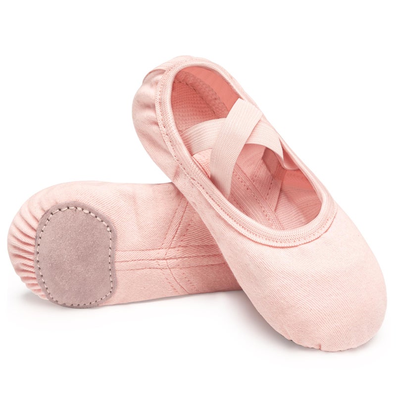 Stelle Ballet Shoes Toddler Slippers Highly Elastic Canvas Girls Ballerina Dance Shoes for Toddler/Little Kid/Big Kid/Women(Ballet Pink,8MT) - Image 1