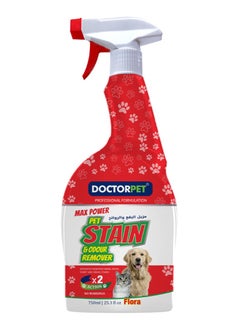 DOCTERPET Doctor Pet Stain and Odour Remover Floral 750ML – Effective Pet Odor Eliminator, Floral Scent Cleaner, Enzyme-Based Formula for Carpets and Upholstery  - Image 1