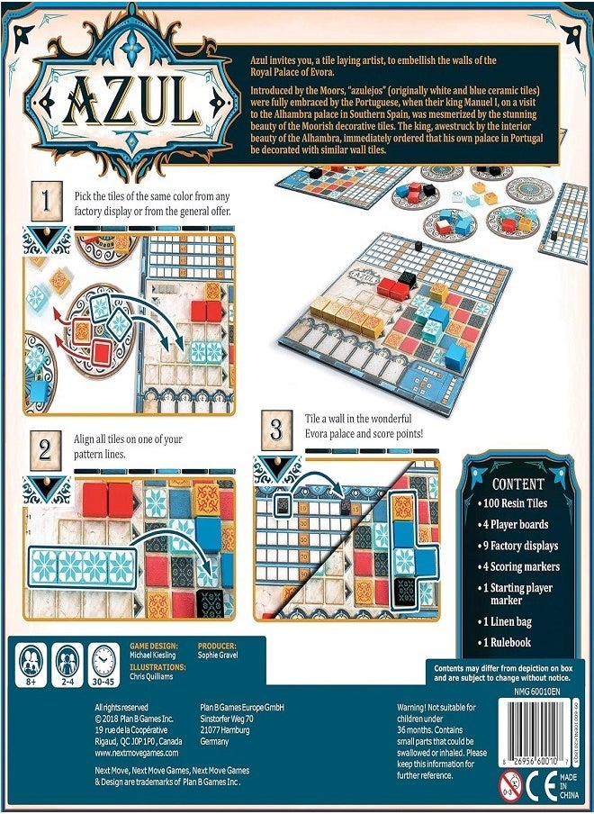Plan B Games Azul - Board Game - Artfully Embellish the Walls of your Palace by Drafting the most Beautiful tiles  - Image 5