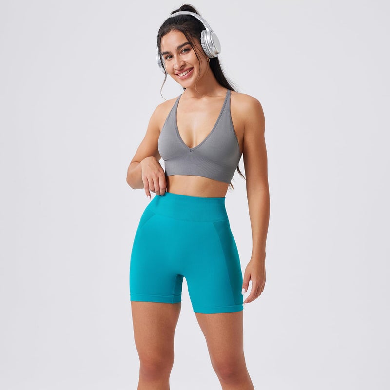 Evercute Women's Gym Shorts 3/4 Pack Seamless Scrunch Butt Lifting Workout Shorts Tummy Control Ruched Booty Smile Yoga Short - Image 3