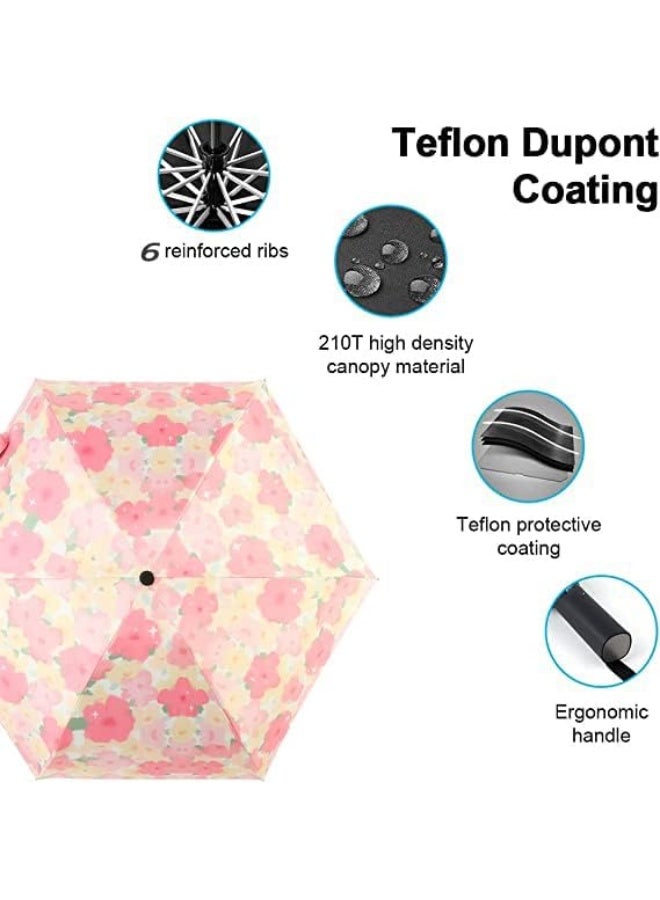 Generic Folding Umbrella, Manual Travel Umbrella with Bracelet Ring, UV Protection Sun 99%, Ultra-light Folding Sunshade Umbrella with Black Anti-UV Coating Women's Sun and Rain dual-use Folding umbrella  - Image 5