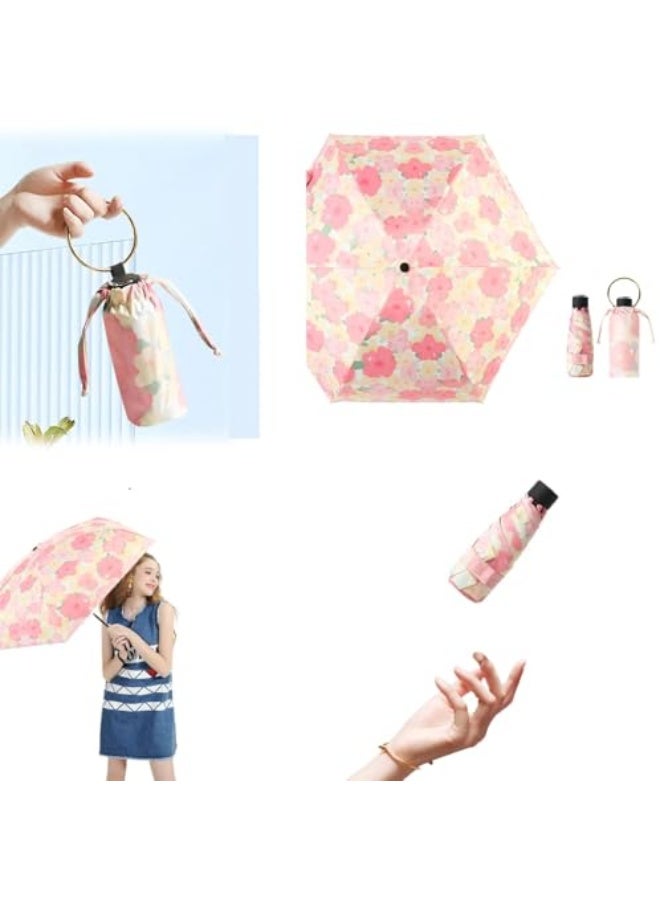 Generic Folding Umbrella, Manual Travel Umbrella with Bracelet Ring, UV Protection Sun 99%, Ultra-light Folding Sunshade Umbrella with Black Anti-UV Coating Women's Sun and Rain dual-use Folding umbrella  - Image 3