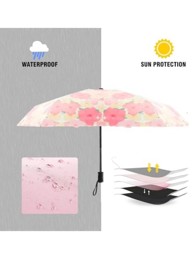Generic Folding Umbrella, Manual Travel Umbrella with Bracelet Ring, UV Protection Sun 99%, Ultra-light Folding Sunshade Umbrella with Black Anti-UV Coating Women's Sun and Rain dual-use Folding umbrella  - Image 2