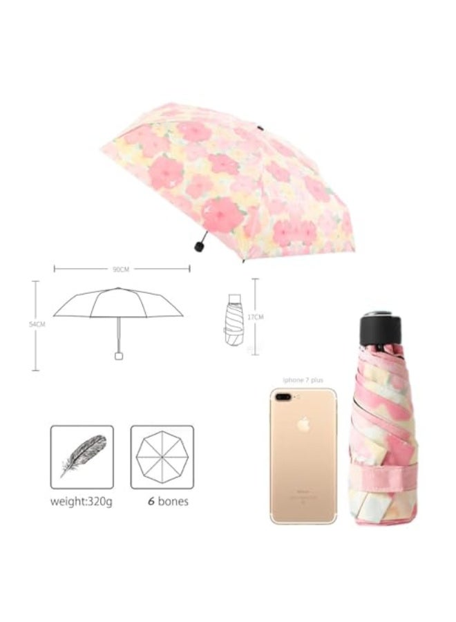 Generic Folding Umbrella, Manual Travel Umbrella with Bracelet Ring, UV Protection Sun 99%, Ultra-light Folding Sunshade Umbrella with Black Anti-UV Coating Women's Sun and Rain dual-use Folding umbrella  - Image 4