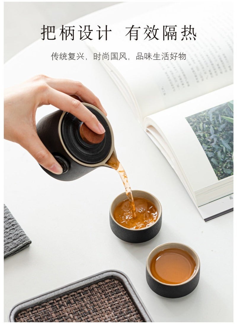 Portable Ceramic Travel Tea Set 4-Piece - Handmade Dehua Ceramic Teapot with 3 Cups and Carry Pouch, Chinese Kung Fu Tea Gift - Image 5