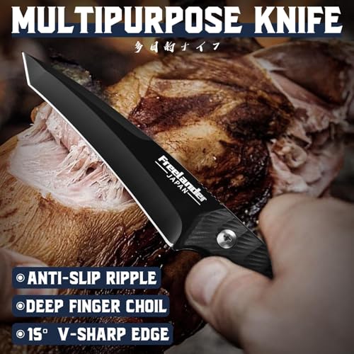 Freelander 3PCS Butcher Knife Set for Meat Cutting, Sharp Chef Knife Set Dishwasher Safe with Roll Bag, Full Tang BBQ Knifes with Leather Sheath, Christmas Gifts for Men Women - Image 5