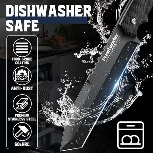 Freelander 3PCS Butcher Knife Set for Meat Cutting, Sharp Chef Knife Set Dishwasher Safe with Roll Bag, Full Tang BBQ Knifes with Leather Sheath, Christmas Gifts for Men Women - Image 4