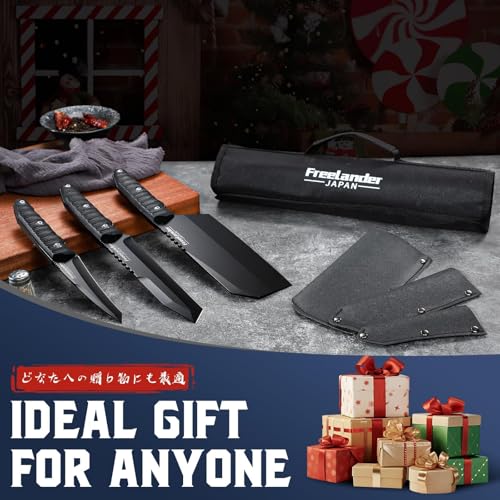 Freelander 3PCS Butcher Knife Set for Meat Cutting, Sharp Chef Knife Set Dishwasher Safe with Roll Bag, Full Tang BBQ Knifes with Leather Sheath, Christmas Gifts for Men Women - Image 2