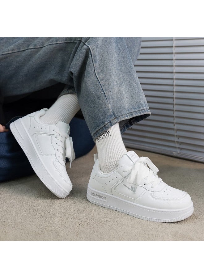 Pull Back Warrior Women's Thick-soled Small White Shoes New Style Board Shoes Youth All-match Spring Casual Sports Shoes White Size 42 - Image 5