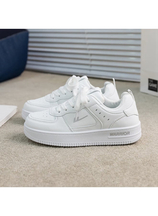 Pull Back Warrior Women's Thick-soled Small White Shoes New Style Board Shoes Youth All-match Spring Casual Sports Shoes White Size 42 - Image 1
