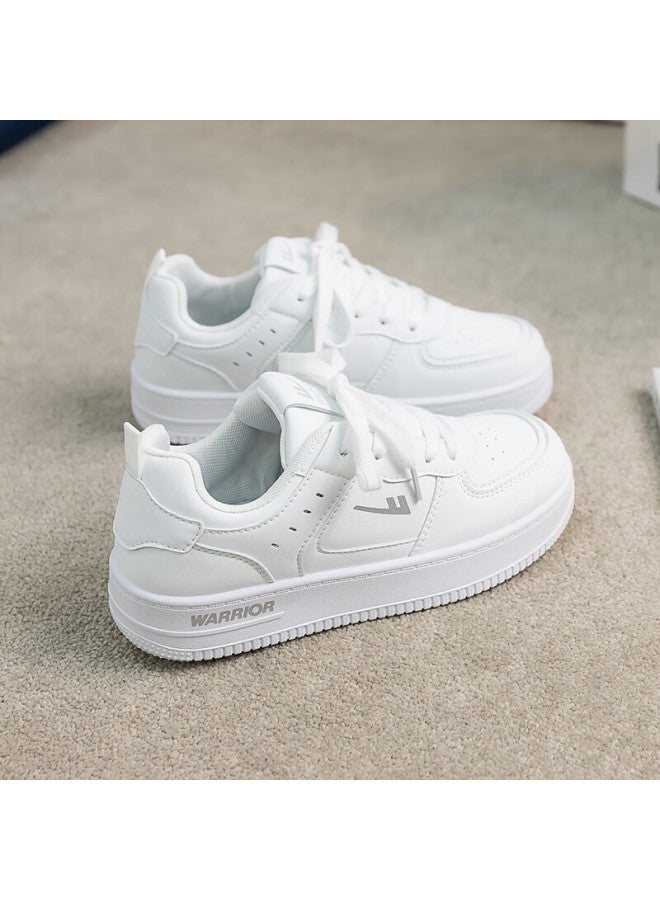 Pull Back Warrior Women's Thick-soled Small White Shoes New Style Board Shoes Youth All-match Spring Casual Sports Shoes White Size 42 - Image 3