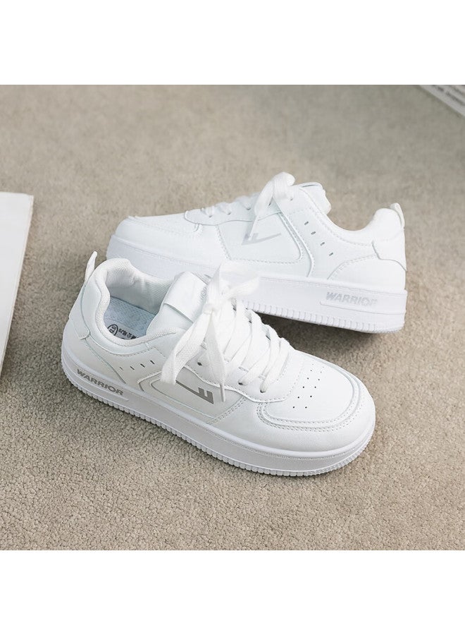 Pull Back Warrior Women's Thick-soled Small White Shoes New Style Board Shoes Youth All-match Spring Casual Sports Shoes White Size 42 - Image 2