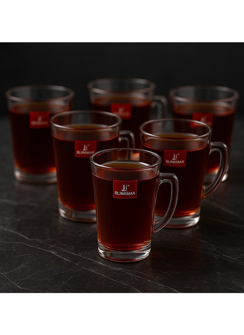 طقم 6 قطع أكواب شاي زجاج شفاف