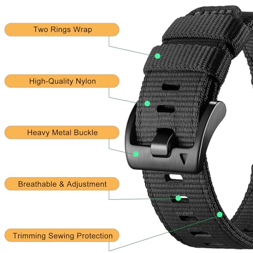 Lijinlan Nylon Band Fit for Casio G-Shock Watch Model GA-110 / DW-5600 / GWM-5610 / DWE-5600/ GW-B5600 / GM-5600 / GMW-B5000 / DW-5305 / DW-6900, Sport Replacement Strap for Gshock (Black) - Image 2