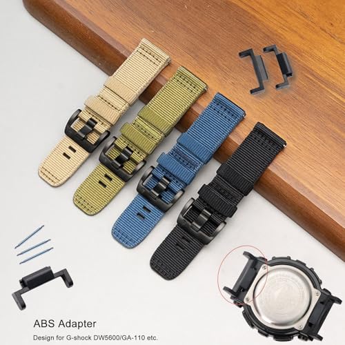 Lijinlan Nylon Band Fit for Casio G-Shock Watch Model GA-110 / DW-5600 / GWM-5610 / DWE-5600/ GW-B5600 / GM-5600 / GMW-B5000 / DW-5305 / DW-6900, Sport Replacement Strap for Gshock (Black) - Image 4