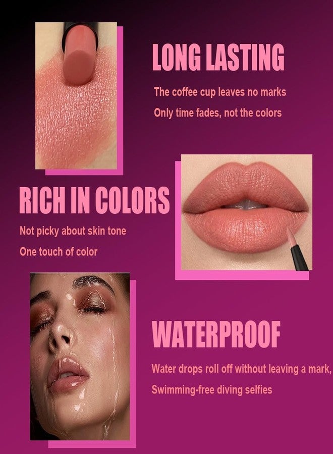 AMY'S DIARY 2Pcs Nude Matte Lipstick and Lip Liner Combo, Lip Liner and Lip Stick Kit for Women, Matte Lip Pencil and Smooth Hydrating Lipstick, Non-Stick Lip Makeup Set (01#Dusty Rose) - Image 4