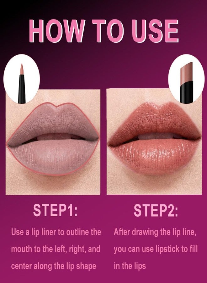 AMY'S DIARY 2Pcs Nude Matte Lipstick and Lip Liner Combo, Lip Liner and Lip Stick Kit for Women, Matte Lip Pencil and Smooth Hydrating Lipstick, Non-Stick Lip Makeup Set (01#Dusty Rose) - Image 3