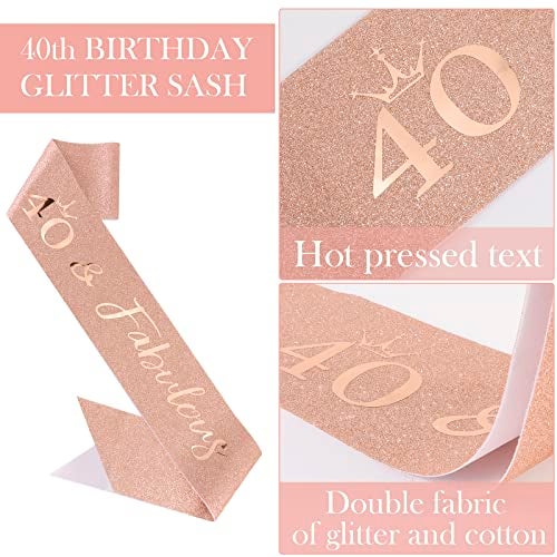 Semato 40th Birthday Decorations for Women: Rose Gold Tiara & Sash - Happy 40th Birthday Gifts Women - Image 2