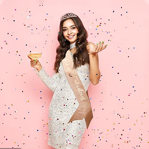 Semato 40th Birthday Decorations for Women: Rose Gold Tiara & Sash - Happy 40th Birthday Gifts Women - Image 5