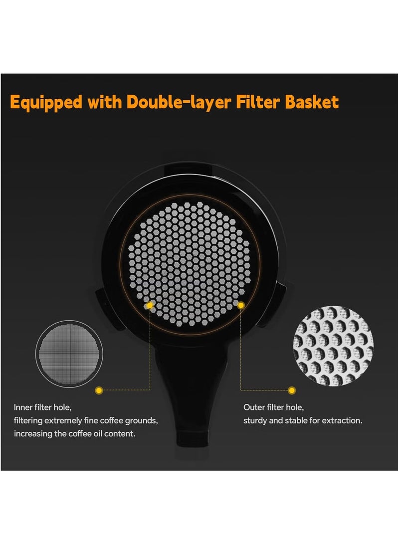 Espresso Coffee Filter without Base 58mm  , 3-Ears Filter with Double-Layer Filter Basket, Compatible with Barsetto, Oster, Breville Mini VCF125X, Breville Max VCF165, Kalfa/On Temp IQ