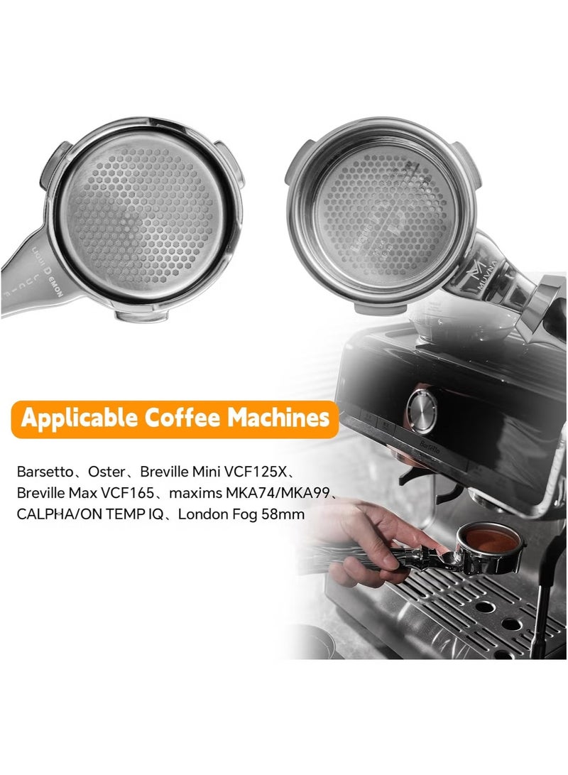 Espresso Coffee Filter without Base 58mm  , 3-Ears Filter with Double-Layer Filter Basket, Compatible with Barsetto, Oster, Breville Mini VCF125X, Breville Max VCF165, Kalfa/On Temp IQ