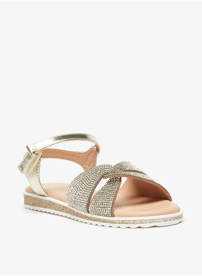 سيليست Girls' Embellished Sandal With Hook And Loop Closure