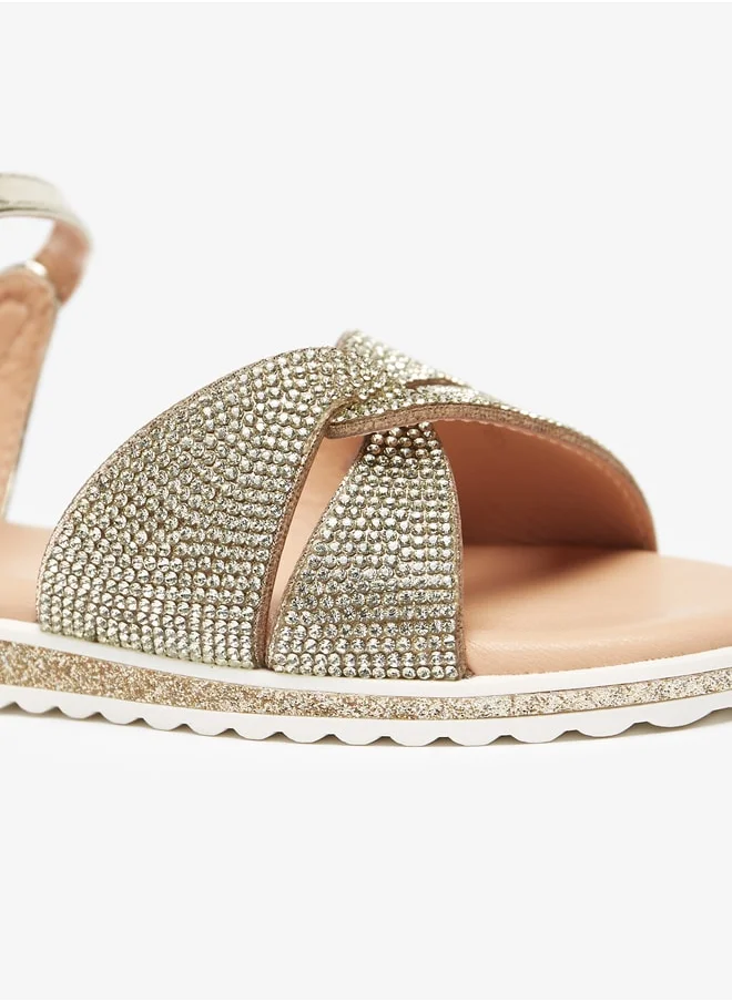 Celeste Girls' Embellished Sandal With Hook And Loop Closure