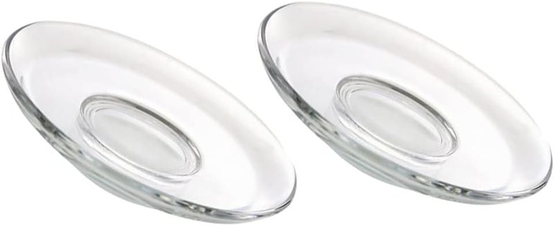 STOBOK 2pcs Clear Glass Plates Small Round Snack Plates  Tea Saucers for Home Kitchen Coffee  Tea Drinkware - Image 1