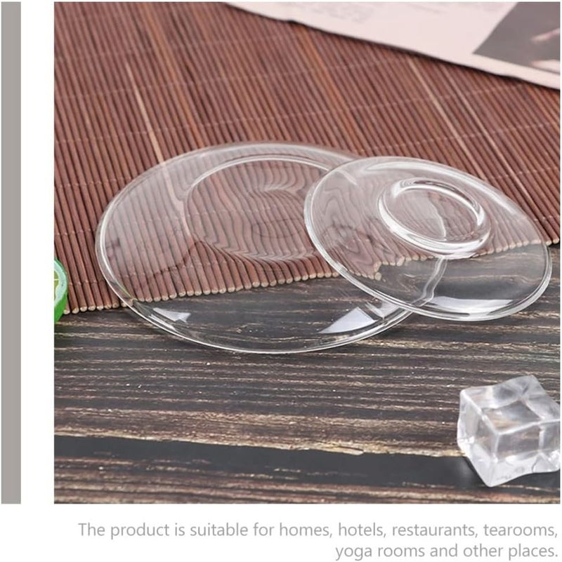 STOBOK 2pcs Clear Glass Plates Small Round Snack Plates  Tea Saucers for Home Kitchen Coffee  Tea Drinkware - Image 3
