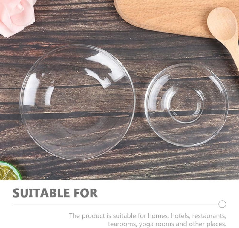 STOBOK 2pcs Clear Glass Plates Small Round Snack Plates  Tea Saucers for Home Kitchen Coffee  Tea Drinkware - Image 5