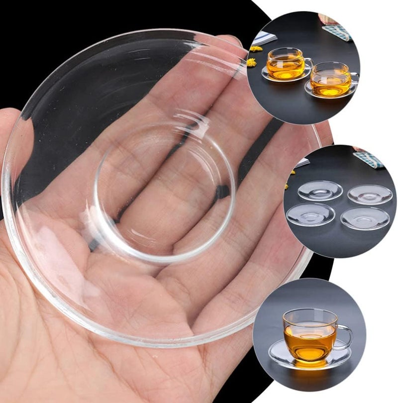 STOBOK 2pcs Clear Glass Plates Small Round Snack Plates  Tea Saucers for Home Kitchen Coffee  Tea Drinkware - Image 2