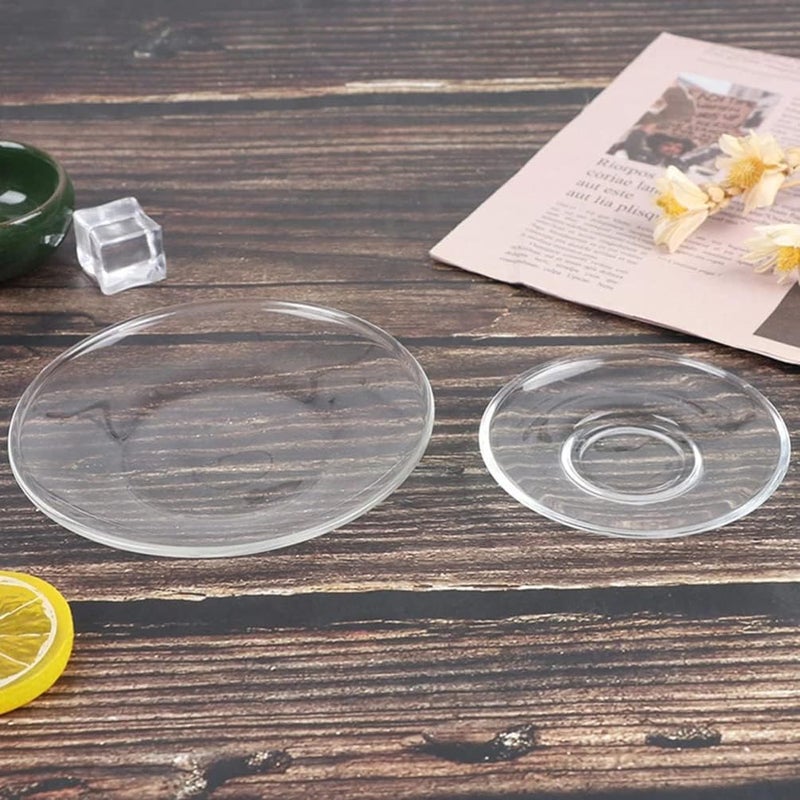 STOBOK 2pcs Clear Glass Plates Small Round Snack Plates  Tea Saucers for Home Kitchen Coffee  Tea Drinkware - Image 4