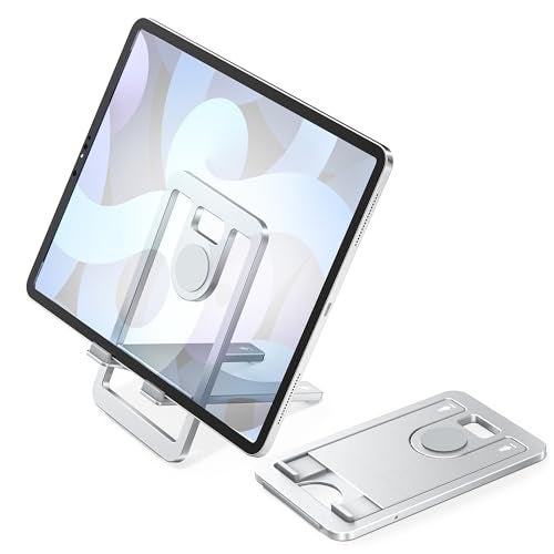 Itramax Tablet Stand for Desk,Foldable iPad Stand Desktop,Adjustable Portable Tabletop Nightstand Holder for Kindle Fire,Scribe,Paperwhite,iPhone 17 16 15,iPad Pro,Air,Mini,Samsung Galaxy Tab S10 S9 - Image 1