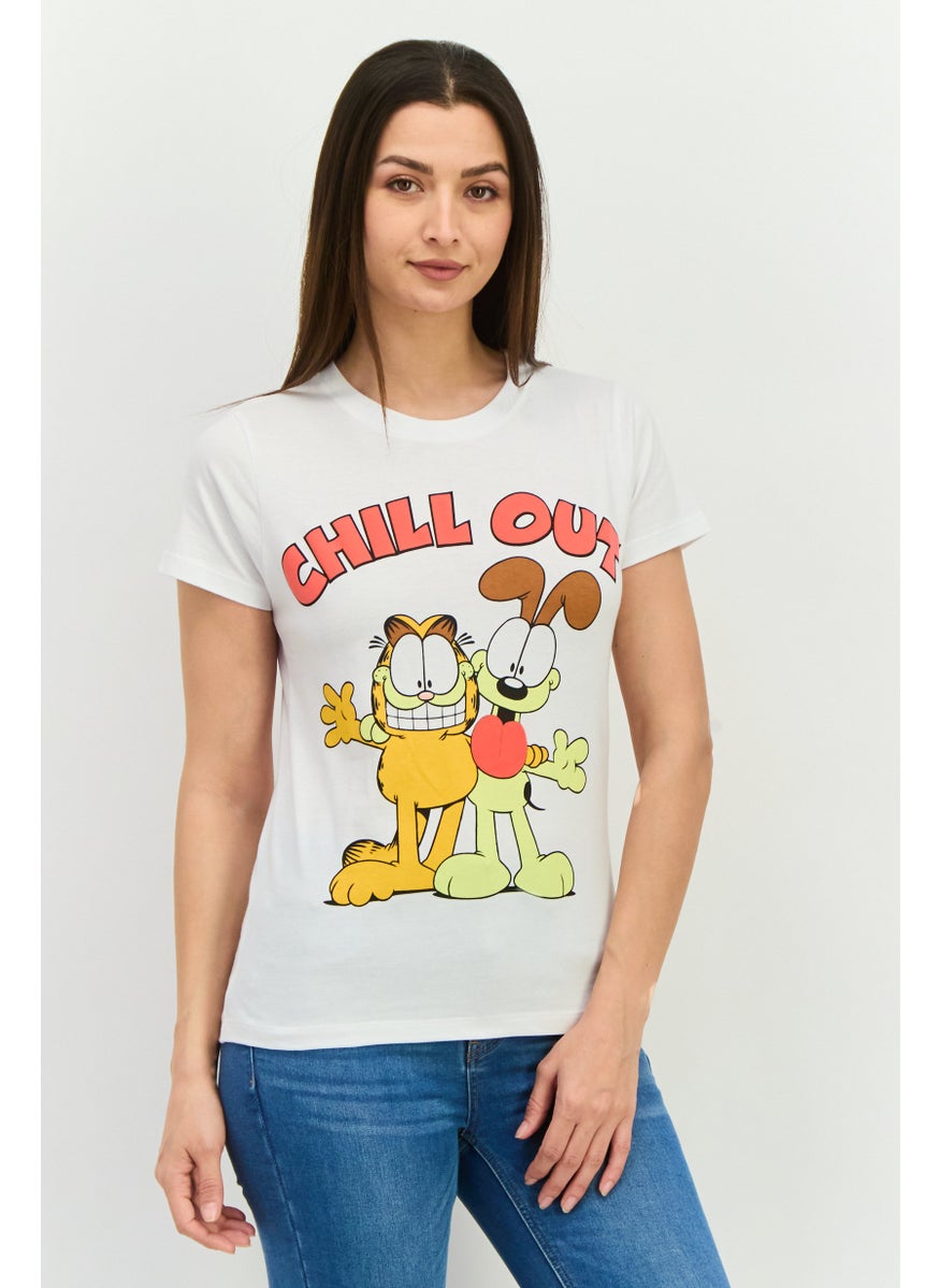 nickelodeon Women Crew Neck Short Sleeves Graphic Print T-Shirt, White Combo  - Image 1