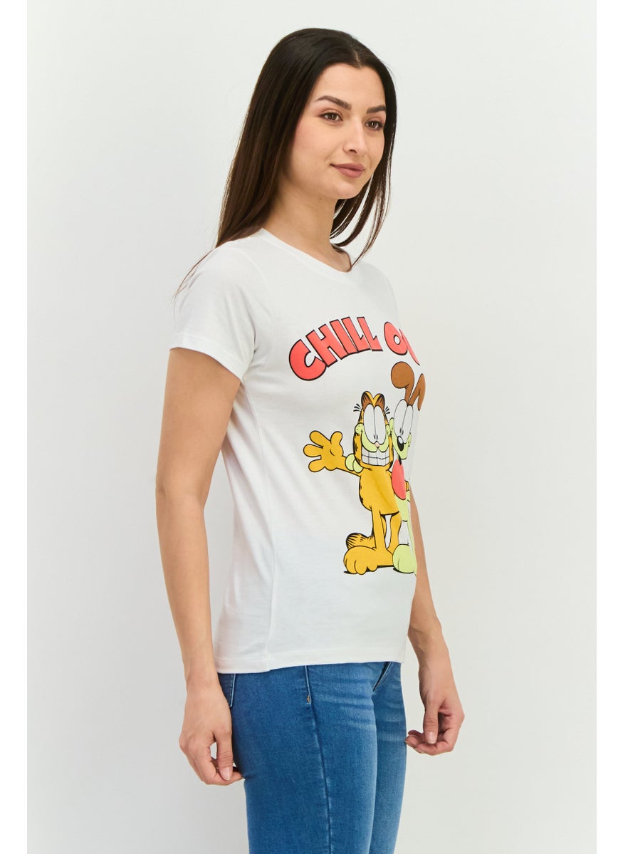 nickelodeon Women Crew Neck Short Sleeves Graphic Print T-Shirt, White Combo  - Image 2