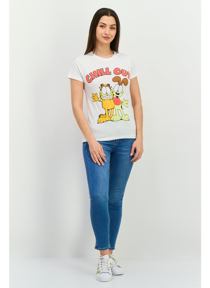 nickelodeon Women Crew Neck Short Sleeves Graphic Print T-Shirt, White Combo  - Image 4