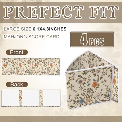 Sonwyoung 4 Pack Chinoiserie Mahjong Card Holder Chinoiserie Print Mahjong Card Sleeve Large Size6 18x4 34 Soft Printed Fabric Scorecard Protector Holder Cover GiftsBeige - Image 5