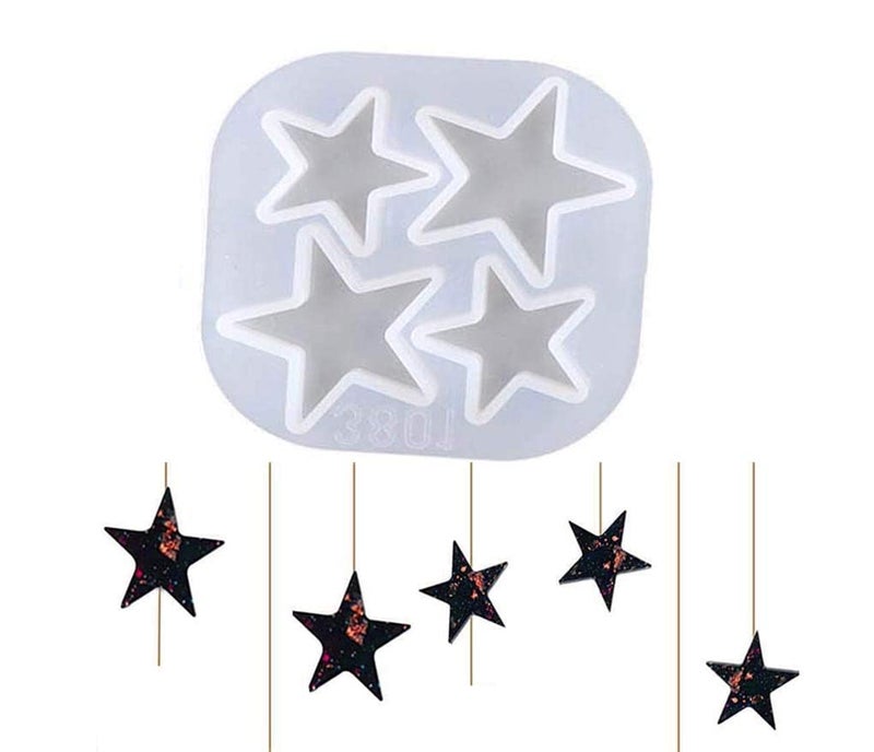 SNOOGG® Pack of 2 Silicone Moulds in Star Shape Each 4 Cavity for Epoxy Resin Art, DIY, Casting,Making Coaster, Home Decoration, Cup Mat and More .. - Image 1