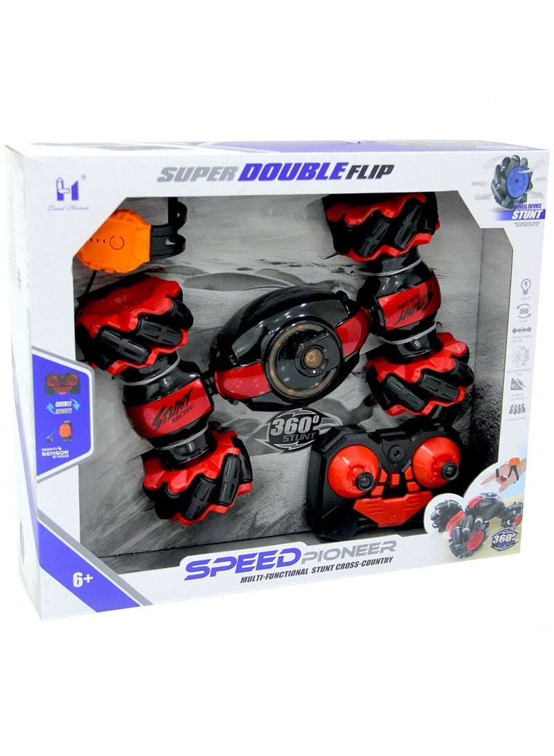 Watch Handle Dual Mode Special Effects Remote Control Car 45° Climbing All Terrain RC Vehicle 360-degree flip Double-Sided RC Truck Boy Girl Birthday Gift RC Buggy (Color : Red)  - Image 2