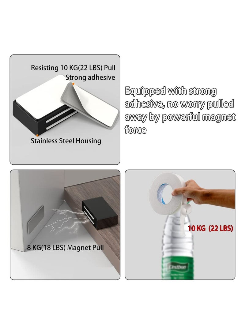 Cabinet Magnetic Catch Adhesive, 8 Pack Magnetic Door Catch Strong Cabinet Door Magnet Latch Kitchen Magnetic Latch for Cupboard Magnetic Closure Closet Door Closing for Drawer Black