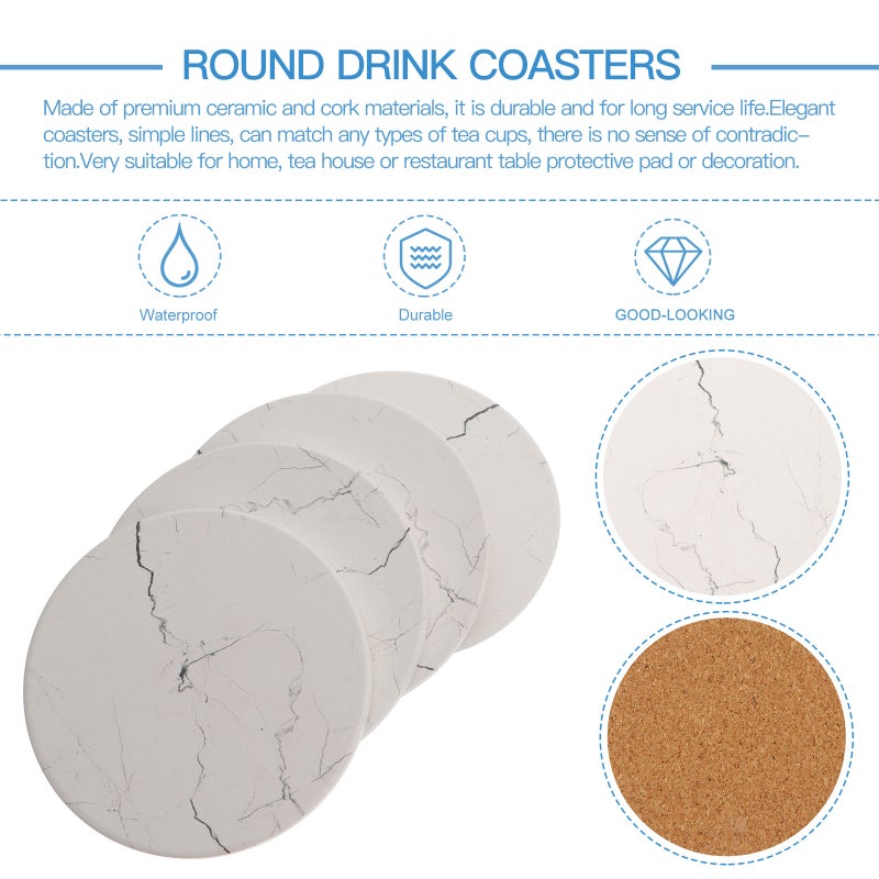 4pcs Absorbent Ceramic Table Mats Round Drink - Image 3