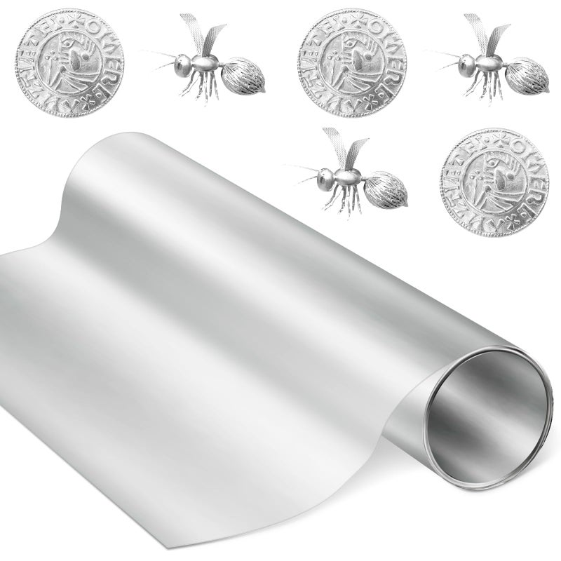 Yaocom 1 Roll Aluminum Metal Crafts DIY Foil 12 Inch x 20 ft x 01 mm Thick for Art Project Aluminum Flashing Roll Wide Sheet Multipurpose Metal Sheets for DIY and Crafting Projects Silver - Image 2