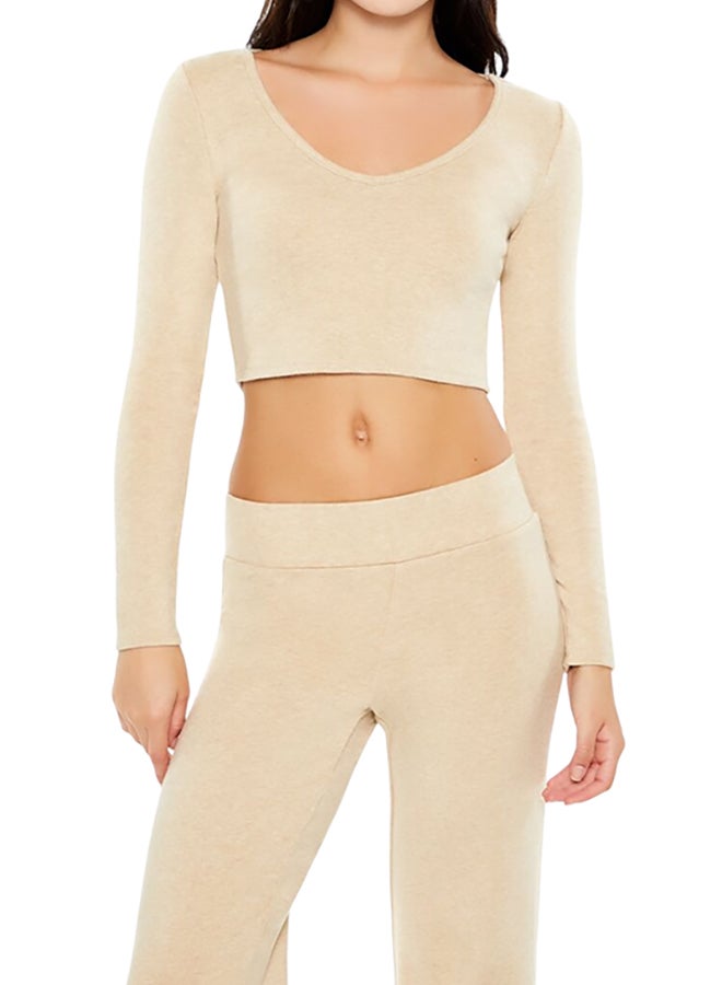 FOREVER 21 V-Neck Long-Sleeve Crop Top - Image 1